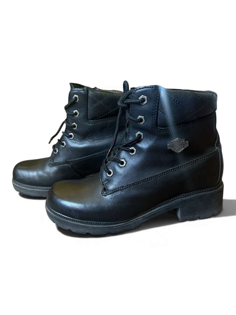 Vintage Harley-Davidson Black Leather Quilted Boot | Size 9